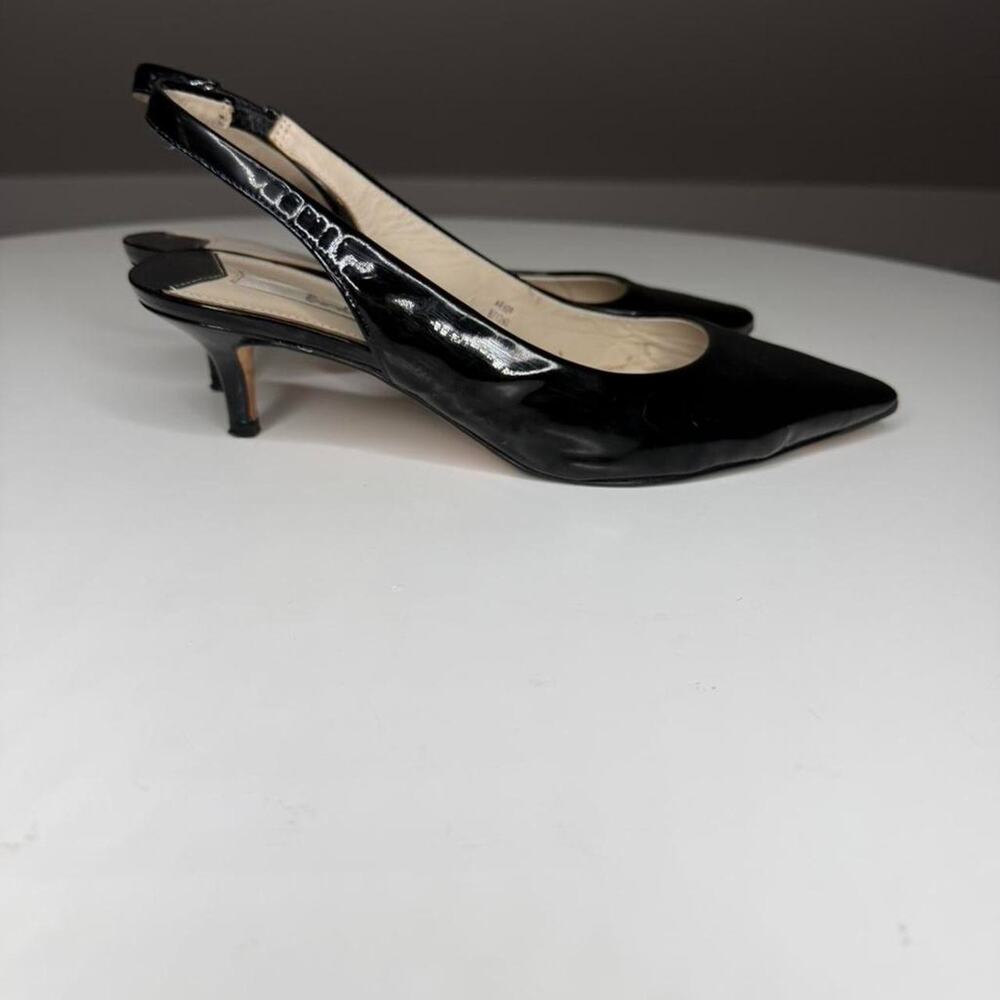 Boden Black Patent Leather Slingback Kitten Heels Size 38